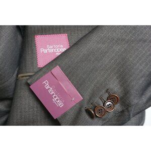 Sartoria Partenopea Brown Herringbone Silk Blend Sport Coat Jacket 40R 50EU NEW